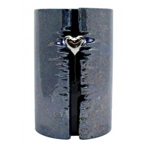 Wrapped Heart LED Ceramic Cremation Ashes Urn (Graphite Black) - **Stunningly Beautiful**